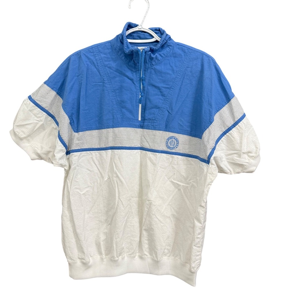 Greenline Sport Vintage Pullover Short Sleeve Blue White‎ L Mens Top